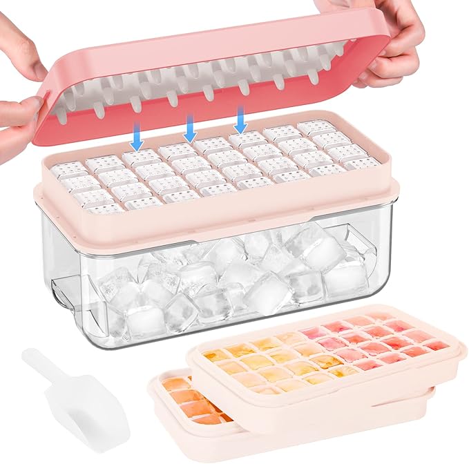 PHINOX Ice Cube Tray with Lid and Bin, Ice Trays